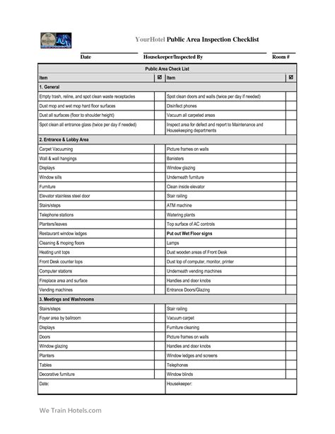 hotel room amenities checklist|Free Hotel Checklists .